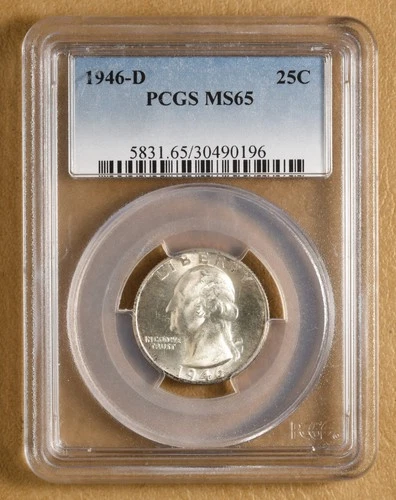 1946 D Washington Silver Quarter PCGS MS65