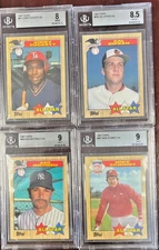 Lot of 4 1987 Allstars Puckett #611,Ripken #609, Mattingly #606, Schmidt #597