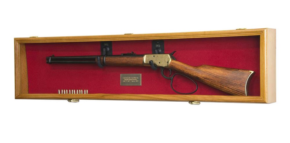 1 Single Rifle Gun Shotgun Display Case Cabinet Wall Rack Replica Civil ...