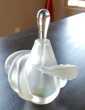 Hand Blown Iridescent Art Glass 4" Perfume Bottle signed Miller '84; 5 3/4" tall