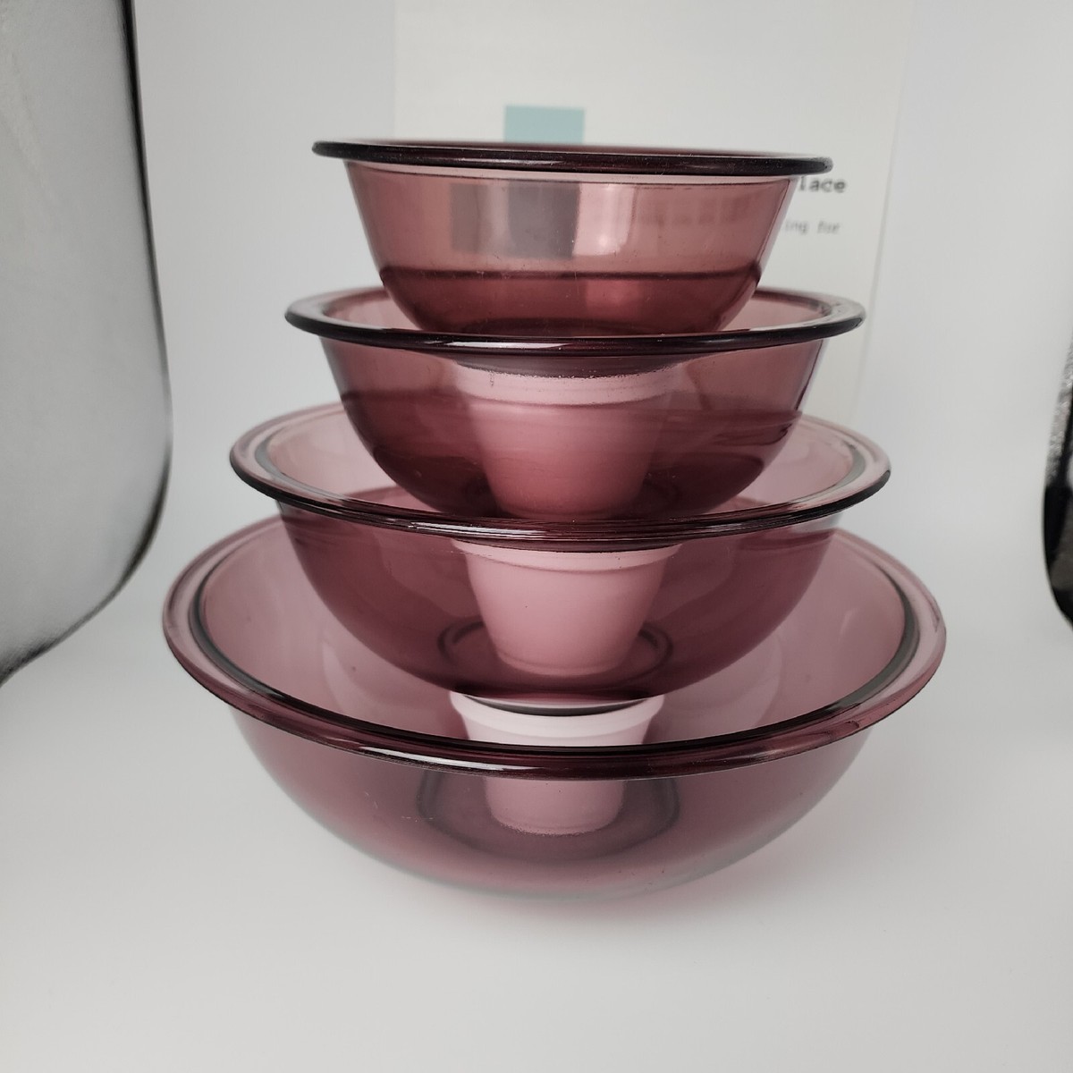 ♻️ Vintage Pyrex Cranberry Stacking Mixing Bowl 4-PcSet 4,