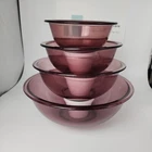 ♻️ Vintage Pyrex Cranberry Stacking Mixing Bowl 4-PcSet 4, 2.5, 1.5 & 1-L 1970's