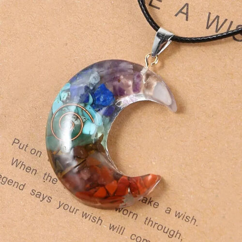 7 Chakra Natural Stone Orgone Pendant Orgonite Unisex Healing Reiki Necklace - Picture 2 of 5