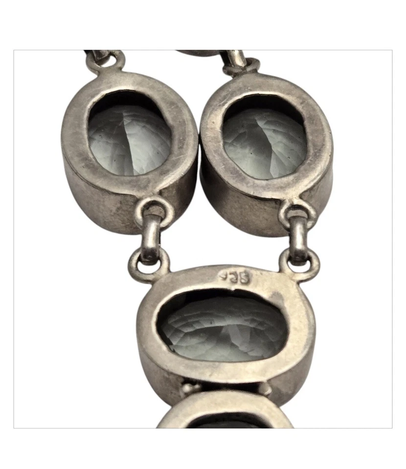  Raro Cautivador Collar Vintage Plata Esterlina Años 80 Piedras Amatista Verde Foto 4 de 4