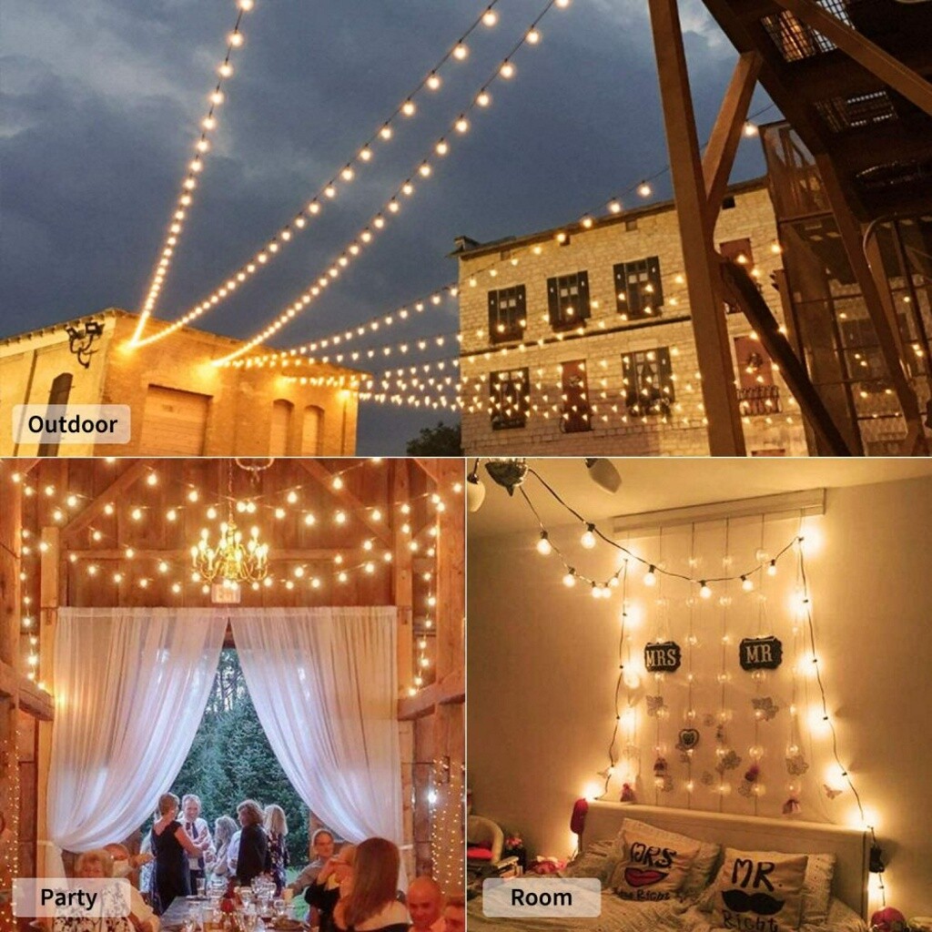 LED Solar Lichterkette Glühbirnen 20 Birnen Außen Garten String Licht Party Deko