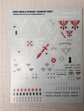 Dark Angels Upgrade Transfer Sheet 2024, 10th Ed  Decals, Space Marines, 40K, GW