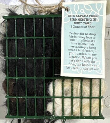 Bird Nesting Suet Filled With 100% Raw Organic Alpaca Fiber