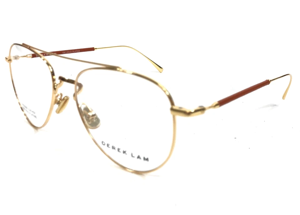 Marcos de gafas Derek Lam DL290 GDORG chapado en oro de 18 quilates cuero naranja 53-17-140 Foto 4 de 4