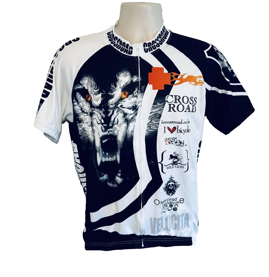 Camisa de ciclista de manga corta con cremallera completa estampado de calaveras FixGear para hombre talla XL Foto 2 de 4