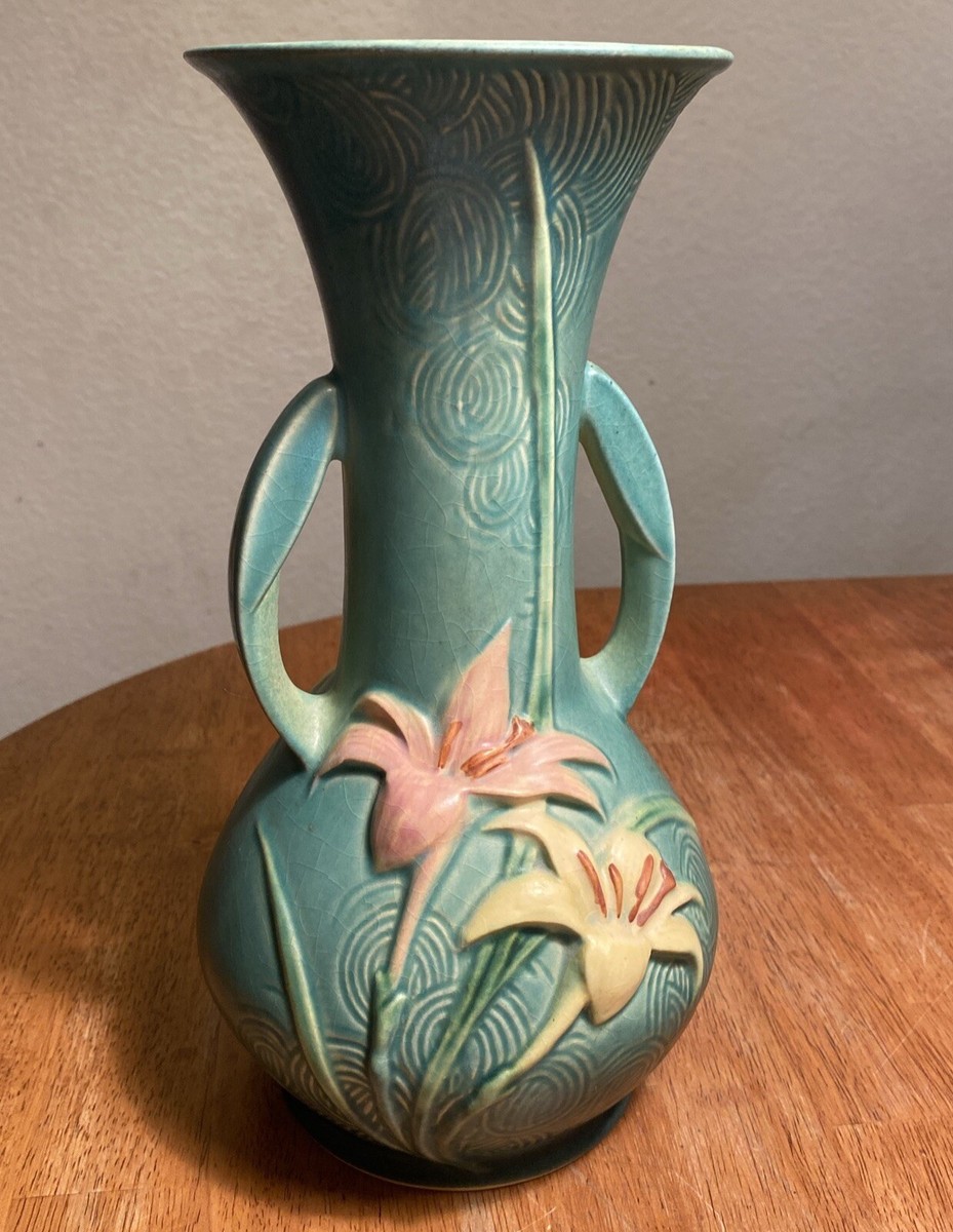 Roseville Pottery Zephyr Lily Vase Blue/Green 137-10 | eBay
