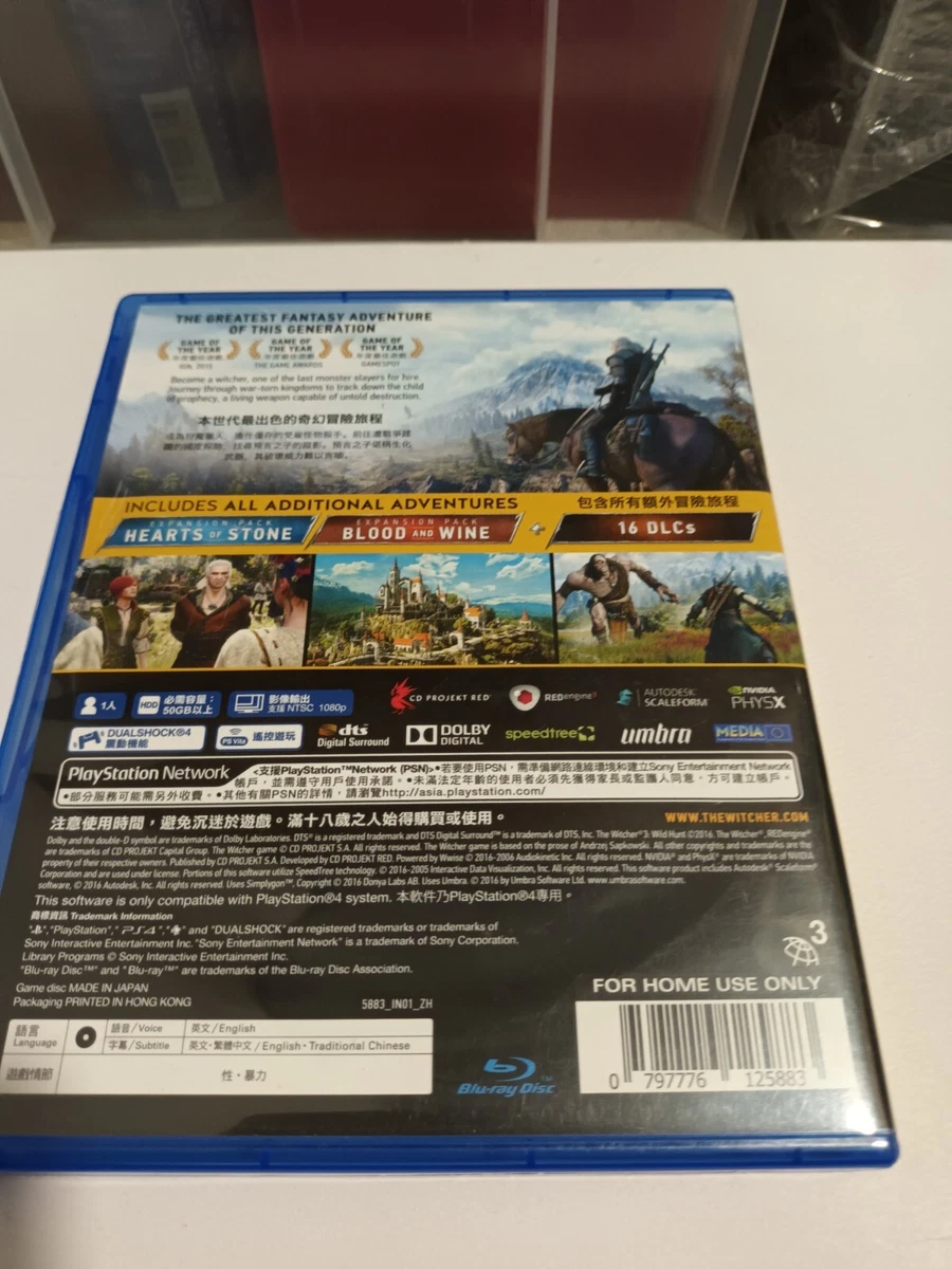 PS4 Witcher 3 Wild Hunt Game Of The Year Edition Asian English