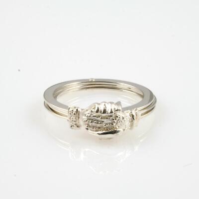 SILVER HANDS IN FAITH ENGAGEMENT RING HANDS HOLDING A HEART