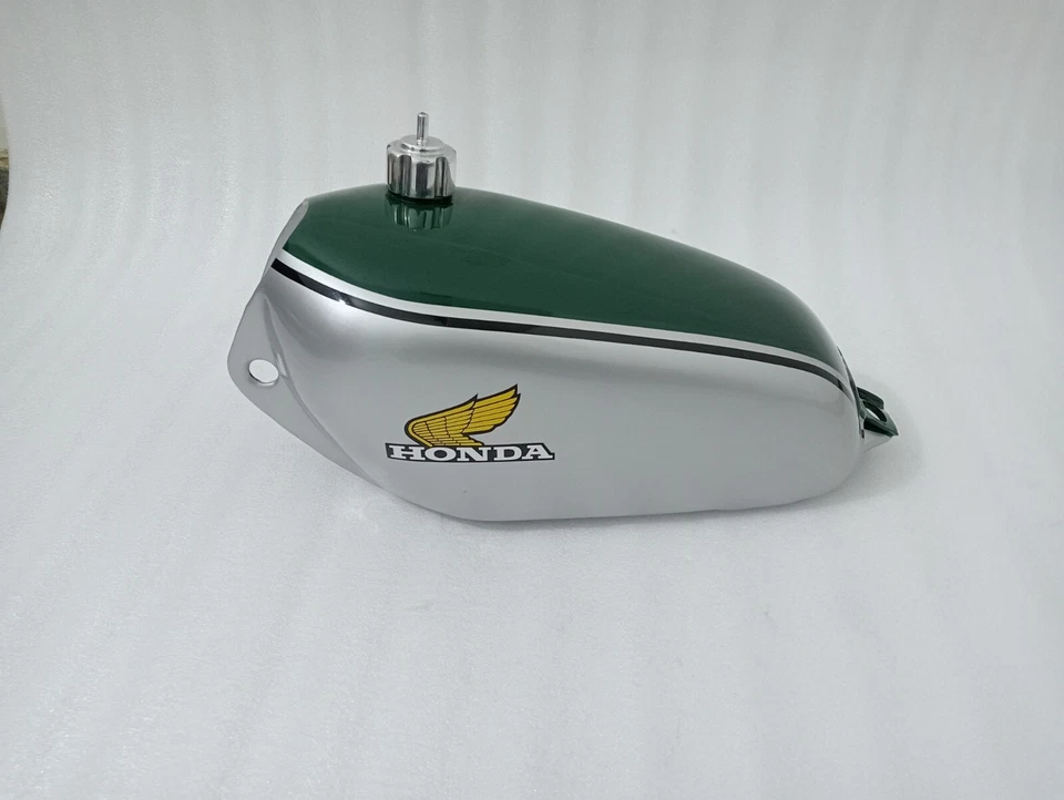 Honda CR250M CR 250M 1973 Elsinore acero verde y plata tanque de combustible gasolina + tapa Foto 2 de 4
