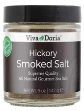 Viva Doria Hickory Smoked Sea Salt Fine Grain Hickorywood Salt 5 oz glass jar