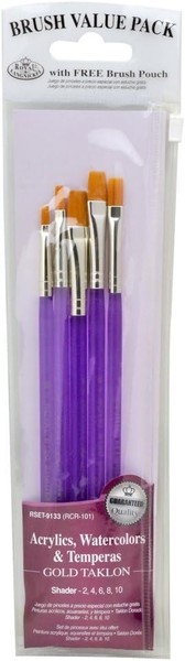 Royal & Langnickel RSET-9133 Aquarellpinsel Set 5-Teilig Gold Taklon Flach-image
