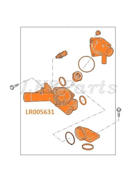 Carcasa tubo termostato original Land Rover Range Rover Sport 4,4 L 05-09 LR005631 Foto 2 de 3