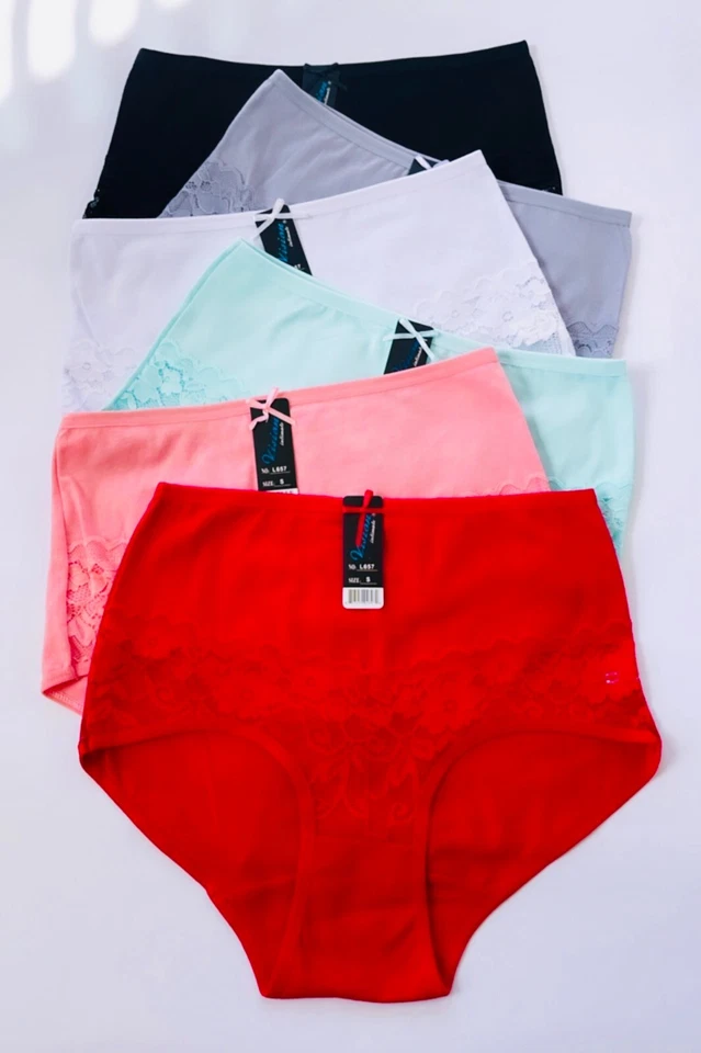 Lote de calzoncillos boxer sexy de encaje para mujer cintura alta 6/12 bikini ropa interior panty S-2X Foto 2 de 4