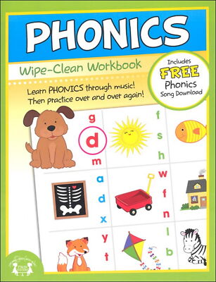 NEW 10pg Wipe-Clean Phonics Reusable Workbook Preschool Kindergarten Classroom