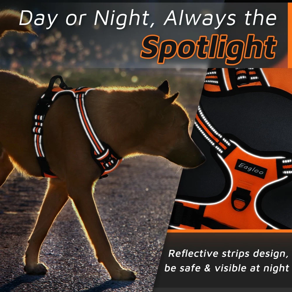 Dog Harness for Large Dogs, No Pull Service Vest with Reflective Strips and C...