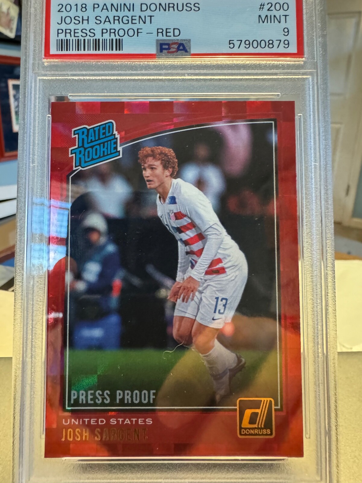 2018 Panini Donruss Rated Rookie Josh Sargent #200, Press Proof Red, PSA 9
