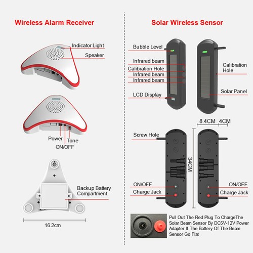 HTZSAFE Solar Wireless Driveway Alarm System 1/2 Mile Long Transmission Range - Picture 7 of 10