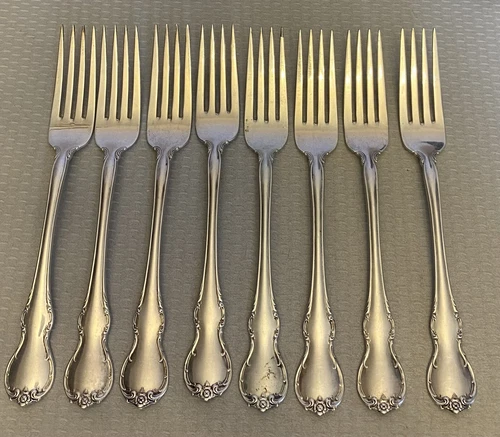 Towle Sterling Silver French Provincial Dinner Fork Set 8 no mono 7-1/4" 405g