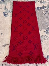 Louis Vuitton Red Logomania Scarf wool silk m...