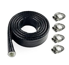 1" ID Heat Shielded Fire Sleeve Thermo Armor Silicone Coated Fiberglass Heat