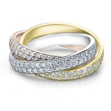 14k Tri Gold 2 5/8ct Rolling Ring Diamond Eternity Wedding Band Lab Grown