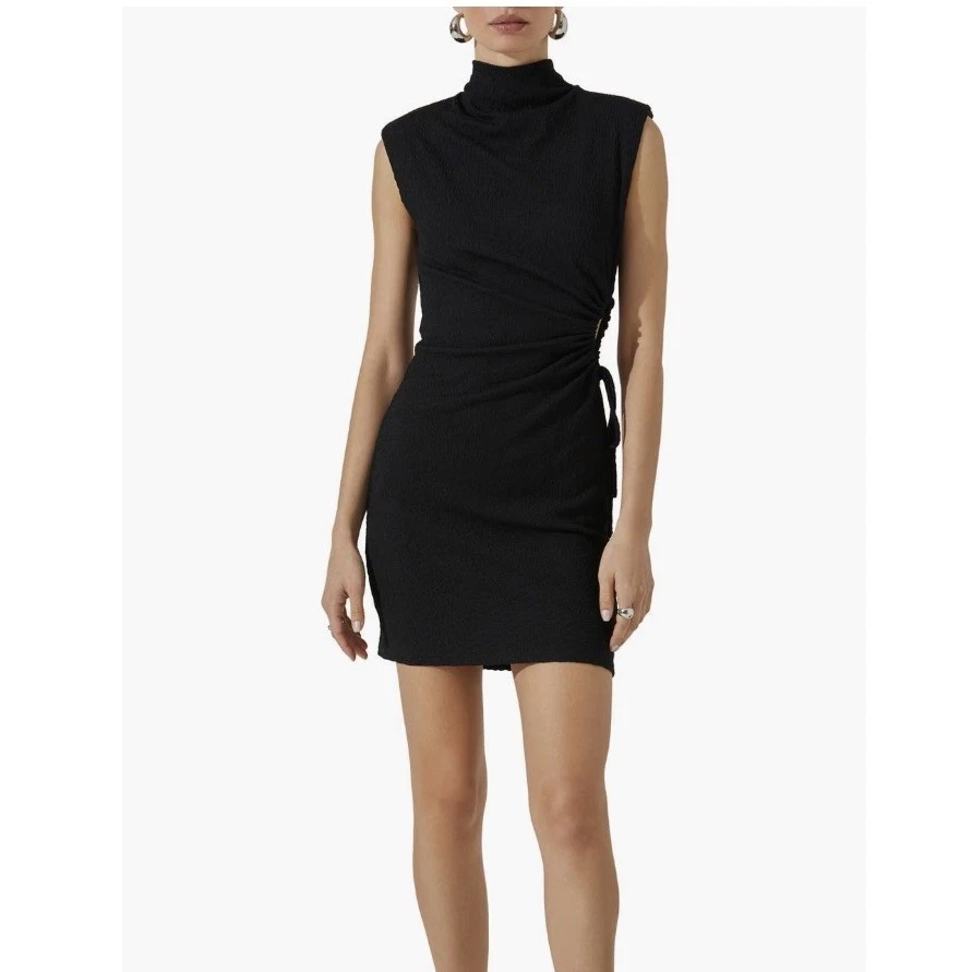 princess polly baby blue dress Guess Embellished Mock Neck Mini Dress In Black - 25% Off main image 0