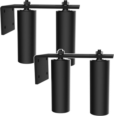 Heavy Duty 6'' Adjustable Gate Roller Guide with L-Bracket - 2 Pack Black