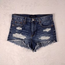 Aeropostale High Rise Shorty Distressed Denim Jean Shorts Medium Wash Womens 4
