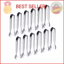 Gejoy 12 Pieces Mini Tongs Stainless Steel Small Sugar Serving Tongs for Charcut