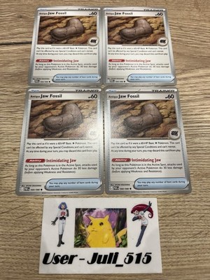 x4 Pokemon TCG Karten Antique Jaw Fossil 068/088 Play Set - Perfect Order - NM