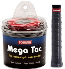 Tourna Mega Tac Extra Tacky Overgrip, Black 30-Pack Each,