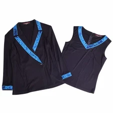 Leonard FASHION Women's Ensemble Jacket Blouse Jersey L Black Blue Used MOLO-0