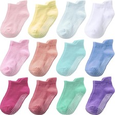 Baby Toddler Socks Grip Non Slip Boys Girls Cotton 12 Pack for 1-3T Kids Ankl...