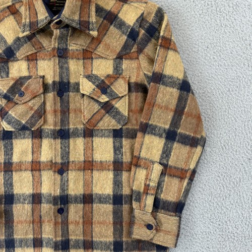 Vintage John Blair Hemd Herren Medium Knopfleiste kariert Wolle Leinen 70er Langarm - Bild 5 von 11