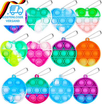 12 Stck Mini Pop Bubble Fidget Schlsselanhnger Silikon Sensory Toy Mini Pop Pop