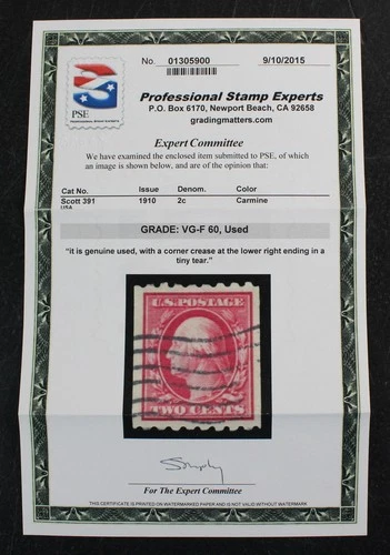 CKStamps: US Stamps Collection Scott#391 Used PSE Cert Grade 60