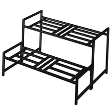 Plant Stand Indoor Outdoor, 2-Tier Wrought Iron Plant Stands, Stackable Metal 