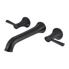 Wowkk Wall Mount Tub Filler Brass Tub Faucet Black Bathroom Bathtub Faucets w...
