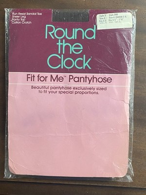 Round The Clock Fit Me PANTYHOSE 3X Queen Size Run Resist Sandal Toe Stockings