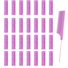 Self Grip Small Hair Rollers Set, 0.6in Plastic No Heat Roller with Comb