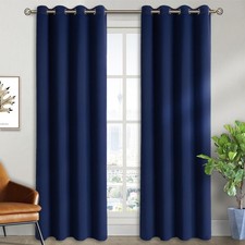 Luxury Navy Blackout Curtains - Thermal Insulated Grommet Drapes, 52x84 In