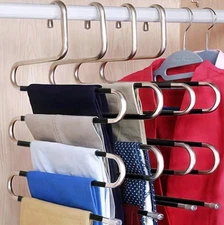 1 pc Stainless Steel Multi-Layer Pants Hanger – Space-Saving Closet Organizer