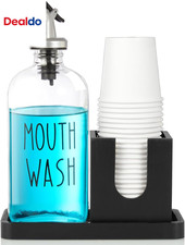 Glass Mouthwash Dispenser for Bathroom, 16 OZ Mouthwash Dispenser with Pour Spou