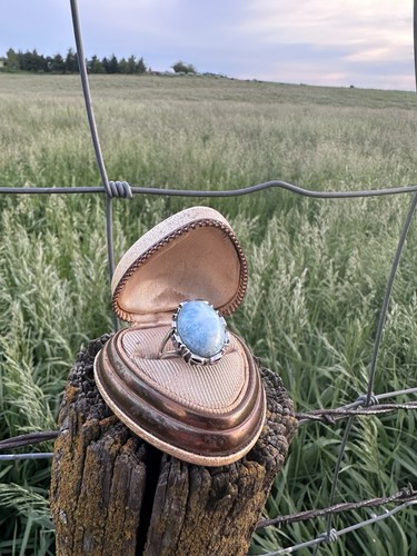 925 Larimar Gemstone Ring Brand New Deadstock Vintage Size 9
