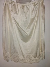  Adonna Half Slip Large Floral Jacquard Lace Back Slit Short Length 