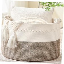 Large Blanket Basket 20"x13" ,Woven Baskets for storage Baby Laundry Beige